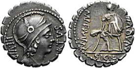 RÖMISCHE REPUBLIK NACH 211 V. CHR. Mn. Aquillius, 71 v. Chr. Denar ø 20mm (3.97g). 71 v. Chr. Mzst.Rom. Vs.: VIRTVS IIIVIR, drapierte Büste der Virtus...