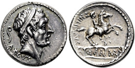 RÖMISCHE REPUBLIK NACH 211 V. CHR. L. Marcius Philippus, 56 v. Chr. Denar ø 18mm (3.70g). Mzst.Rom. Vs.: Kopf des Ancus Marcius mit Diadem n. r., dahi...