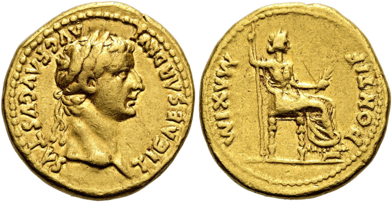 Tiberius, 14 - 37 n. Chr. Aureus ø 19mm (7.68g). 14 - 17 n. Chr. Mzst.Lugdunum. ...