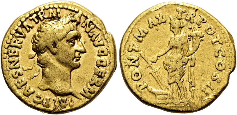 Trajan, 98 - 117 n. Chr. Aureus ø 19mm (7.31g). Februar 98 - Herbst 99 n. Chr. M...