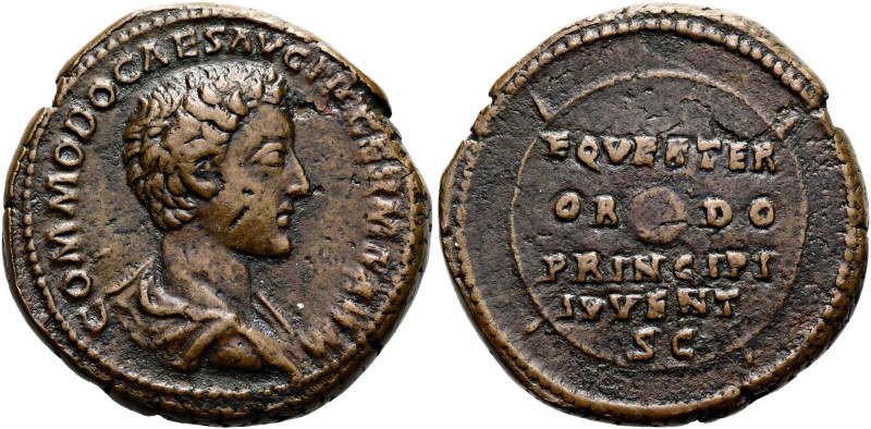 Commodus als Caesar, 166 - 177 n. Chr. As ø 27mm (12.07g). 175 - 176 n. Chr. Mzs...