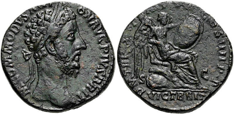 Commodus, 177 - 192 n. Chr. Sesterz ø 30mm (22.22g). 185 n. Chr. Mzst.Rom. Vs.: ...