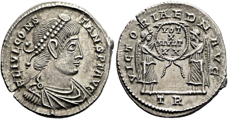 Constans I., 337 - 350 n. Chr. Siliqua ø 21mm (3.05g). Mzst.Treveris. Vs.: FL IV...