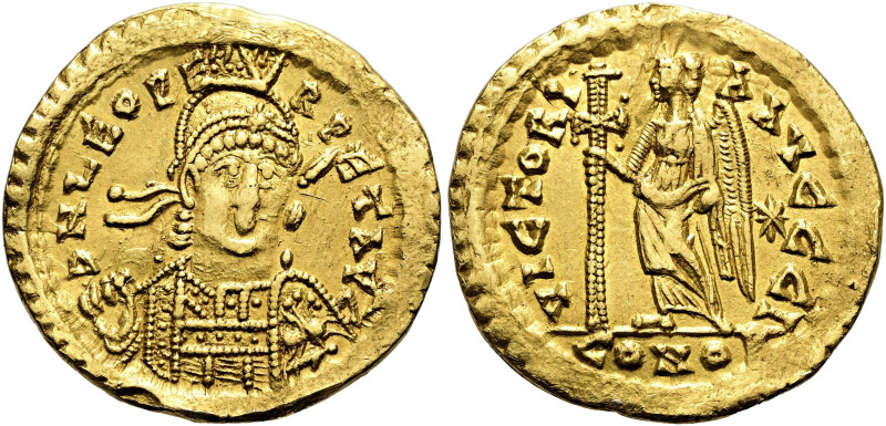 Leo I., 457 - 473 n. Chr. Solidus ø 21mm (4.38g). 462 - 466 n. Chr. Mzst.Konstan...