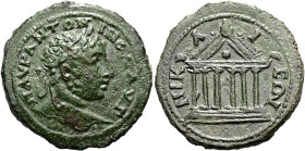 BITHYNIEN. NIKAIA. Elagabal, 218 - 222 n. Chr. Assarion ø 24mm (6.52g). 221 - 222 n. Chr. St. 210°. Vs.: M ΛVP ΛΝΤΩN-INOC ΛVΓ, Büste mit Lorbeerkranz ...