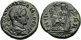 BITHYNIEN. NIKAIA. Severus Alexander, 222 - 235 n. Chr. Assarion ø 19mm (4.70g). 228 - 231 n. Chr. St. 225°. Vs.: M AVP CEVH AΛΕZΑΝΔPOC AVΓ, Büste mit...