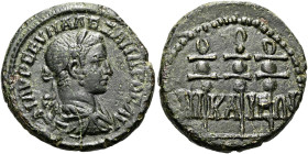 BITHYNIEN. NIKAIA. Severus Alexander, 222 - 235 n. Chr. Assarion ø 20mm (4.96g). 228 - 231 n. Chr. St. 15°. Vs.: M AVP CEVH AΛΕZΑΝΔPOC AV, Büste mit P...