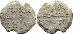 Byzantinische Bleisiegel. ø 28mm (13.44g). Zwischen 802 und 821 n. Chr. (später als Soterichos). Artavasdos, basilikos Protospatharios und Komes to Op...