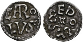 KAROLINGER. Karl der Große, 768 - 814. Denar (1.27g). o.J. (771 - 793), Melle. CARo - LVS in zwei Zeilen / Kreisförmige Umschrift MEDOLVS, in der Mitt...