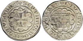 LATEINISCHER OSTEN. TRIPOLIS. Bohemund VII., 1275 - 1287. Gros (3.46g). o.J. Kreuz in Zwölfpass + SEPTIMVS : BOEMVNDVS : COMES / Torburg in Zwölfpass ...