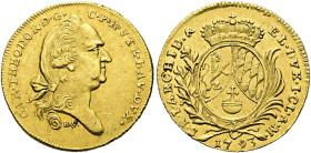 BAYERN. Karl Theodor, 1777 - 1799. Dukat (3.47g). 1793 HS, München. Büste nach rechts, darunter Münzzeichen H.S. (Stempelschneider Johann Heinrich Str...