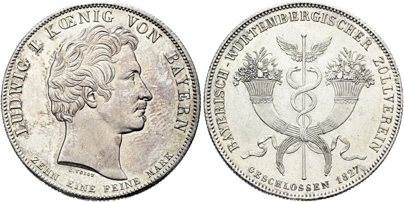 BAYERN. Ludwig I., 1825 - 1848. Konventionstaler (27.98g). 1827, München. Sogena...