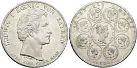 BAYERN. Ludwig I., 1825 - 1848. Konventionstaler (28.05g). 1828, München. Sogenannter "Geschichtstaler". Auf den Segen des Himmels. Kopf nach rechts, ...