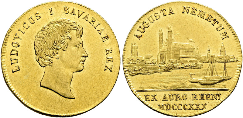 BAYERN. Ludwig I., 1825 - 1848. Dukat (3.49g). 1830, München. Sogenannter "Rhein...