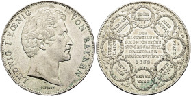 BAYERN. Ludwig I., 1825 - 1848. Doppeltaler (2 Vereinstaler, zu 3 1/2 Gulden) (37.01g). 1838, München. Auf die Einteilung des Königreichs auf geschich...