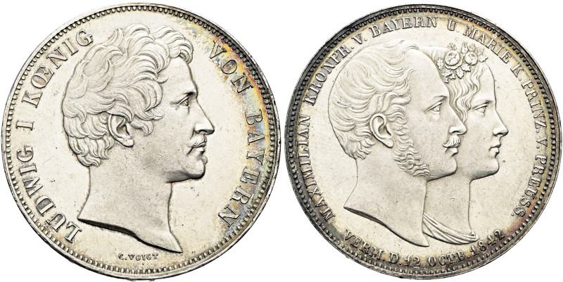 BAYERN. Ludwig I., 1825 - 1848. Doppeltaler (2 Vereinstaler) (37.18g). 1842, Mün...