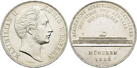 BAYERN. Maximilian II., 1848 - 1864. Doppeltaler (2 Vereinstaler zu 3 1/2 Gulden) (37.08g). 1854, München. Sogenannter "Geschichtstaler". Auf die allg...