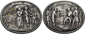 BRANDENBURG / PREUSSEN. Friedrich Wilhelm I., 1713 - 1740. Längsovale Steckmedaille (27.20g). o.J. (um 1732/33), unsigniert. Auf die Aufnahme der Salz...