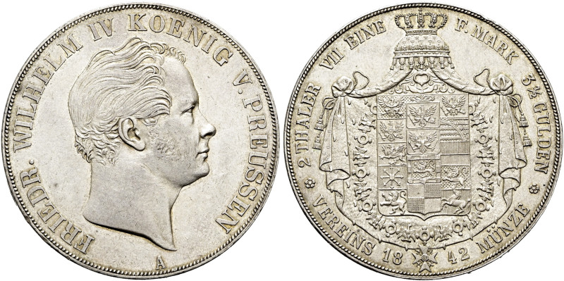 BRANDENBURG / PREUSSEN. Friedrich Wilhelm IV., 1840 - 1861. Doppeltaler (2 Verei...