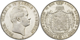 BRANDENBURG / PREUSSEN. Friedrich Wilhelm IV., 1840 - 1861. Doppeltaler (2 Vereinstaler zu 3 1/2 Gulden) (37.09g). 1842 A, Berlin. Kopf nach rechts, d...