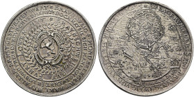 BRAUNSCHWEIG, Stadt. Silbermedaille (28.01g). 1615, von Christian Maler. Auf die Belagerung der Stadt. Steigender Löwe nach links in Kartusche, umgebe...