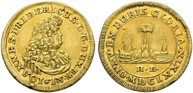 BRAUNSCHWEIG UND LÜNEBURG. Johann Friedrich zu Calenberg, 1665 - 1679. Dukat (3.44g). 1679 HB, Clausthal. Antikisierend geharnischtes und drapiertes B...