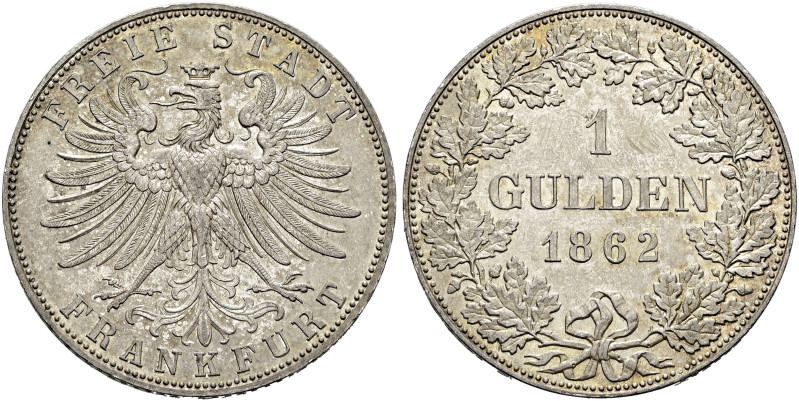 FRANKFURT AM MAIN, Stadt. Gulden (10.57g). 1862, Frankfurt am Main. Frankfurter ...