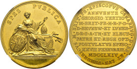 OSNABRÜCK BISTUM. Friedrich von York, 1764 - 1802. Goldmedaille zu 4 Dukaten (13.41g). 1764, von T. Pingo (London). Auf seine Wahl zum Bischof. Spes s...