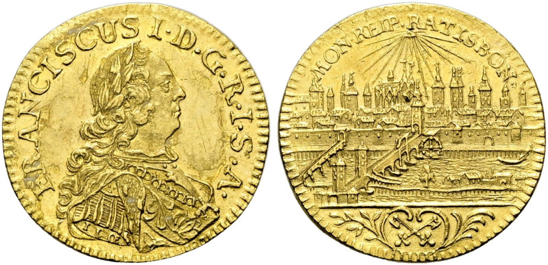 REGENSBURG, Stadt. 1/2 Dukat (1.74g). o.J. (1745 - 1765), Regensburg. Mit dem Ti...