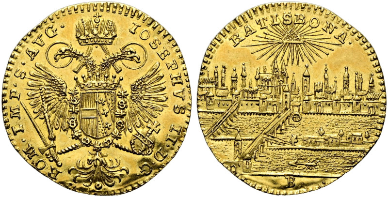 REGENSBURG, Stadt. 1/2 Dukat (1.71g). o.J. (1765 - 1790), Regensburg. Mit dem Ti...