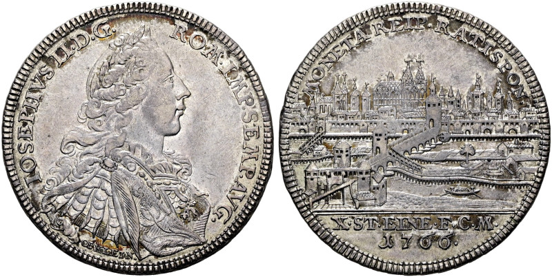 REGENSBURG, Stadt. Konventionstaler (27.92g). 1766, Nürnberg. Mit dem Titel von ...