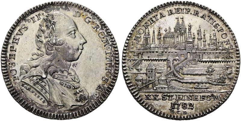 REGENSBURG, Stadt. 1/2 Konventionstaler (14.03g). 1782 GCB, Regensburg. Mit dem ...