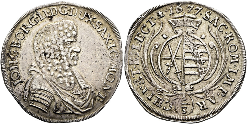 SACHSEN, Kurfürsten und Albertiner. Johann Georg II., 1656 - 1680. 2/3 Taler (Gu...