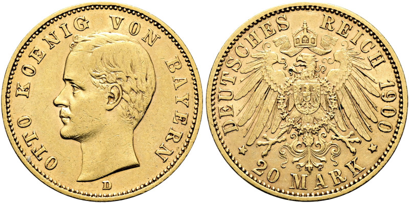 REICHSGOLDMÜNZEN. BAYERN. Otto II., 1886-1913. 20 Mark (7.91g). 1900 D, München....