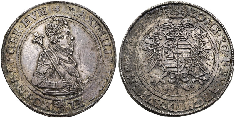 HABSBURGER BIS 1866. Maximilian II., 1564-1576. Reichstaler (28.67g). 1573, Prag...