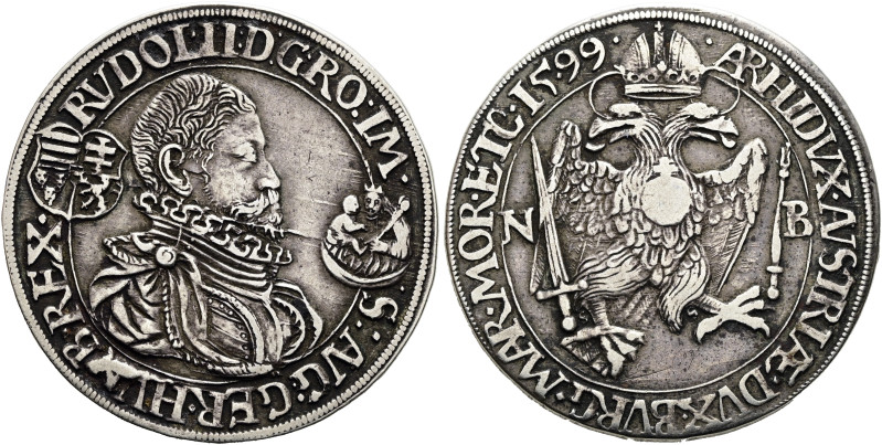 HABSBURGER BIS 1866. Rudolf II., 1576 - 1612. Reichstaler (28.59g). 1599 NB, Nag...