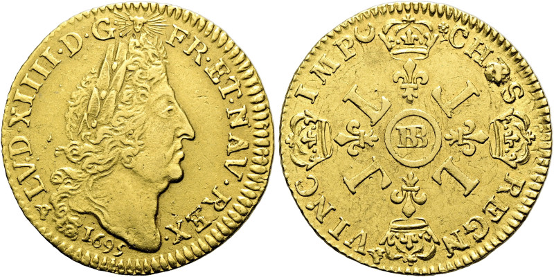 FRANKREICH. Ludwig XIV., 1643 - 1715. Louis d'or (6.74g). 1695 BB, Straßburg. Be...