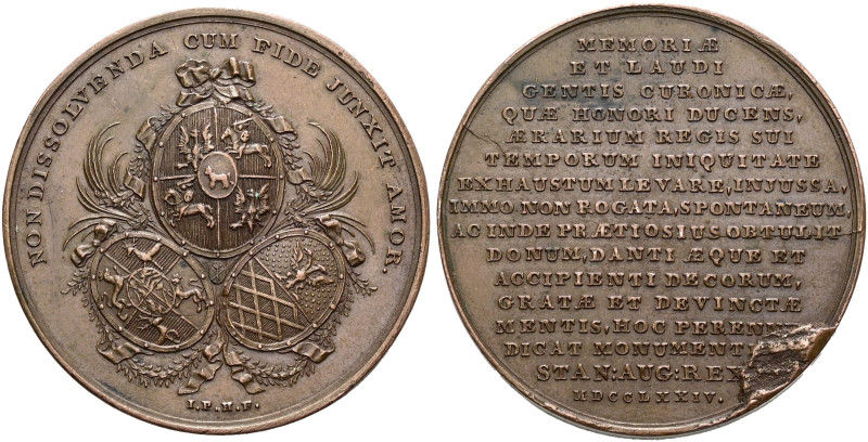 POLEN. Stanislaw August Poniatowski, 1764 - 1795. Bronzemedaille (45.31g). 1774,...