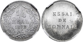 HONDURAS. Republik, seit 1839. 1/4 Real (1.02g). 1872 A, Paris. Wertangabe und Jahreszahl in drei Zeilen, in Lorbeerkranz, darunter Münzzeichen A / Dr...