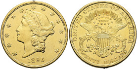 VEREINIGTE STAATEN (USA). 20 Dollar (33.41g). 1896, Philadelphia. Typ Liberty Head. Kopf nach links, umgeben von 13 Sternen, unten Jahreszahl / Adler ...