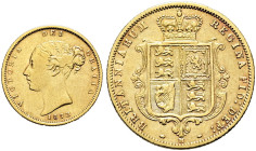 AUSTRALIEN. Viktoria, 1837 - 1901. 1/2 Sovereign (3.92g). 1873 M, Melbourne. "Young Head". Kopf nach rechts, darunter Jahreszahl / Gekrönter und gezie...