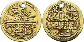 OSMANISCHES REICH. Selim III., 1203 - 1222 a.H. (1789 -1807 AD). Zer-i Mahbub (2.29g). 1203/10 a.H. (1798 AD), Islambol (Istanbul). Tughra über Text, ...