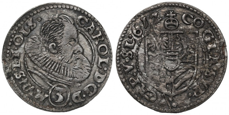 Schlesien, Duchy of Oels, Carl, 3 kreuzer 1615, Oels Bardzo ładny egzemplarz z p...