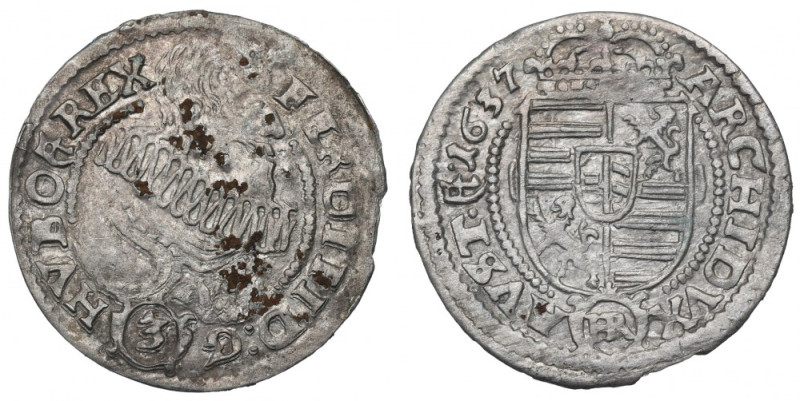 Silesia under Habsburg, Ferdinand III, 3 kreuer 1637, Breslau Ładny przykład tej...