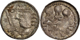 Bolesław II Śmiały (1058-80), Kraków, denar królewski, KRZYŻ przy głowie - RZADKOŚĆ RRR