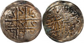Mieszko I Plątonogi (1177-1211), Wrocław/Racibórz, denar, dwie postacie - PIĘKNY R2