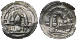 Henryk I Brodaty (1201-38) / Henryk II Pobożny (1238-41), Wrocław, brakteat, kopuła pod tęczą - rzadki R4