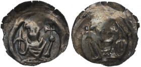 Henryk I Brodaty (1201-38) / Henryk II Pobożny (1238-41), Wrocław, brakteat, książę z berłem i jabłkiem - RZADKI R6
