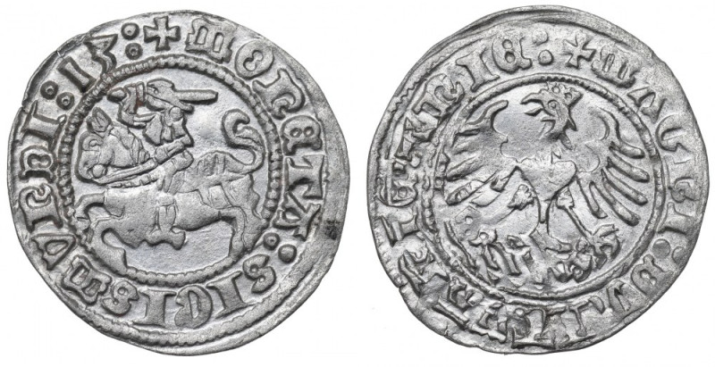 Sigismund I the Old, Halfgroat 1513, Vilnius Bardzo ładny półgrosz wileński. Bar...