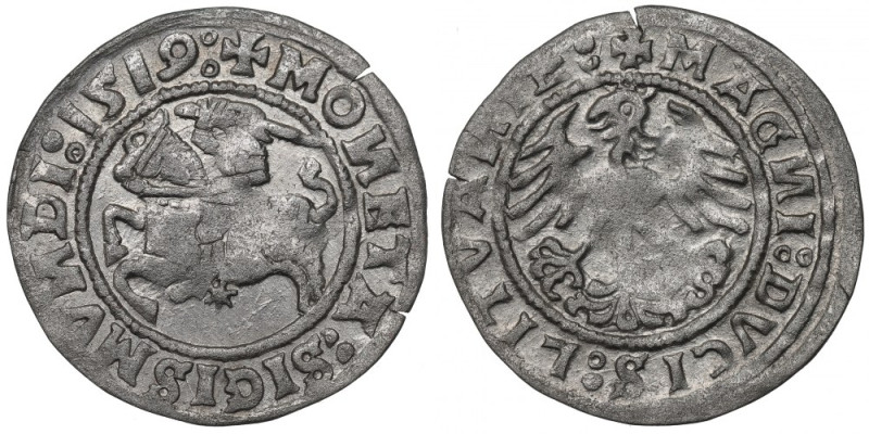 Sigismund I the Old, Halfgroat 1519, Vilnius Bardzo ładnie zachowany egzemplarz ...